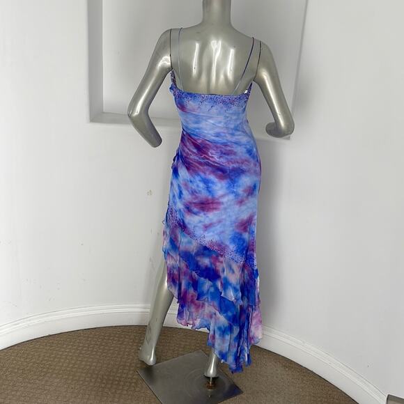 BICICI Spaghetti Straps Asymmetric Hem AquaTurquoise Silk Gown Size M NWT - Picture 14 of 14
